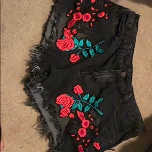 A short shorts with flowers on the front and back!